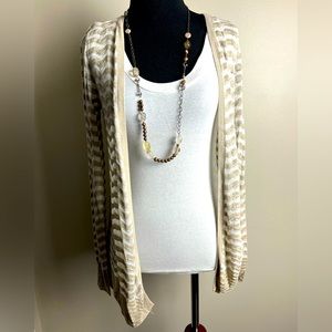 Loft cardigans tan and white